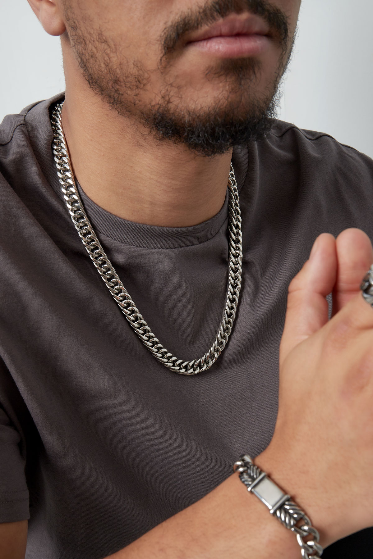Men's chain necklace - silver h5 Picture3